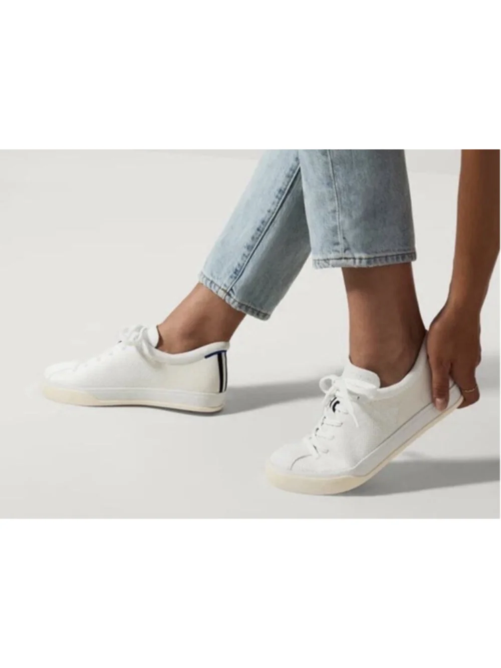 Rothy's The Lace Up Sneaker in White Women's Size 6 Preppy Luxury Sporty $169